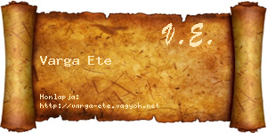 Varga Ete névjegykártya